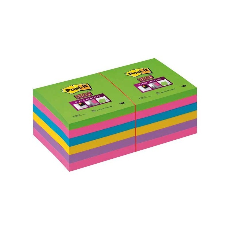 BLOC DE NOTAS ADHESIVAS COLORES 76X76MM POST-IT SUPER STICKY 76X76MM