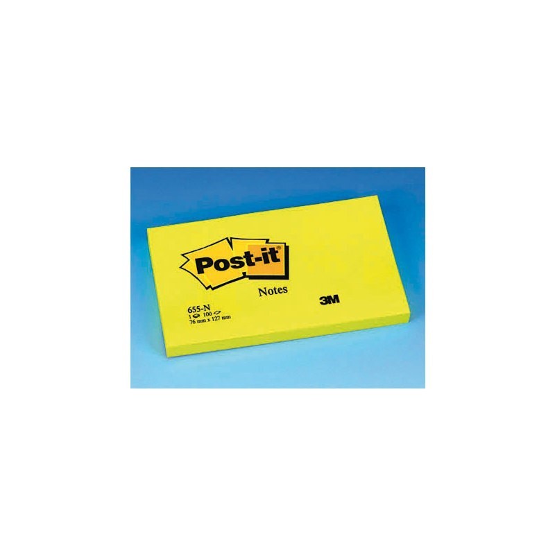 BLOC DE NOTAS ADHESIVAS POST-IT NEON 76X127MM AMARILLO