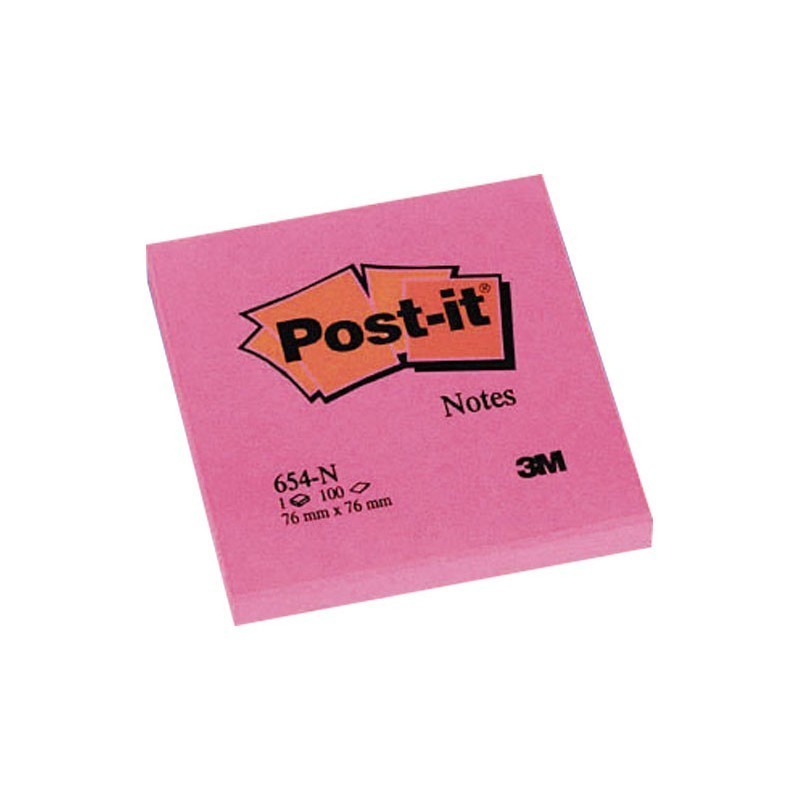 BLOC DE NOTAS ADHESIVAS POST-IT NEON 76X76MM ROSA