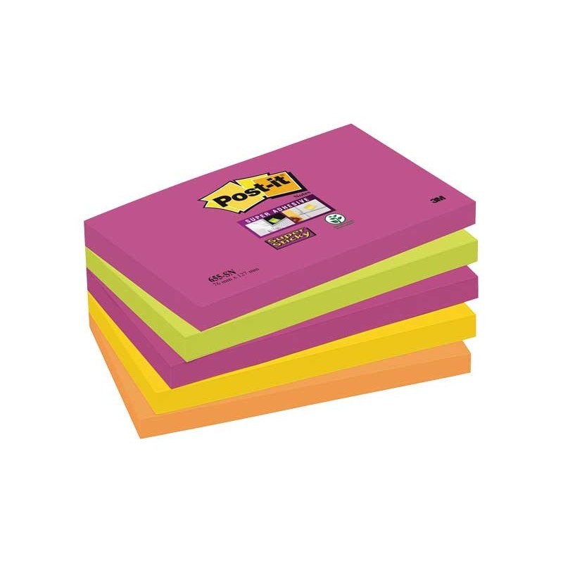 BLOC DE NOTAS ADHESIVAS POST-IT SUPER STICKY COLORES CAPE TOWN 76X127MM