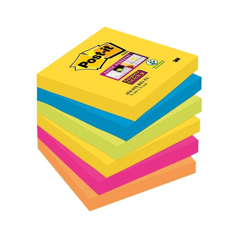 BLOC DE NOTAS ADHESIVAS POST-IT SUPER STICKY COLORES RIO DE JANEIRO 76X76MM