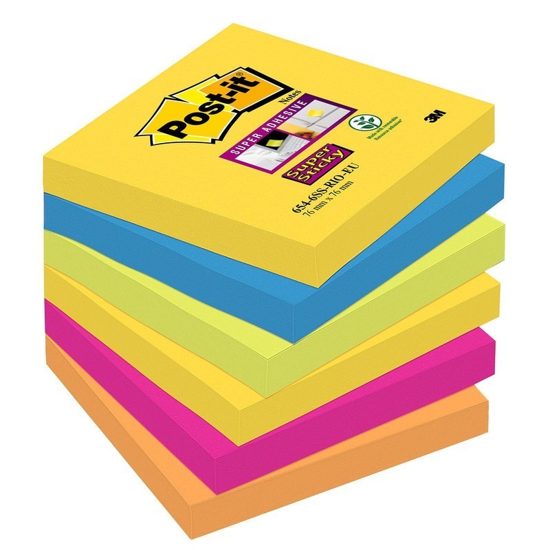 BLOC DE NOTAS ADHESIVAS POST-IT SUPER STICKY COLORES RIO DE JANEIRO 76X76MM MONOCOLOR FUCSIA