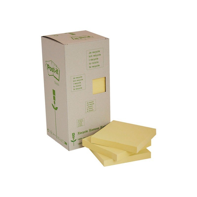 BLOC DE NOTAS ADHESIVAS RECICLADAS POST-IT 76X76MM AMARILLO