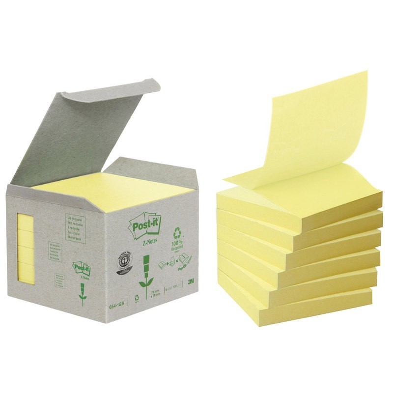 BLOC DE NOTAS ADHESIVAS RECICLADAS POST-IT Z-NOTES AMARILLO