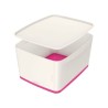 CAJA DE ALMACENAMIENTO CON TAPA LEITZ MYBOX BLANCO/FUCSIA METALIZADO GRANDE