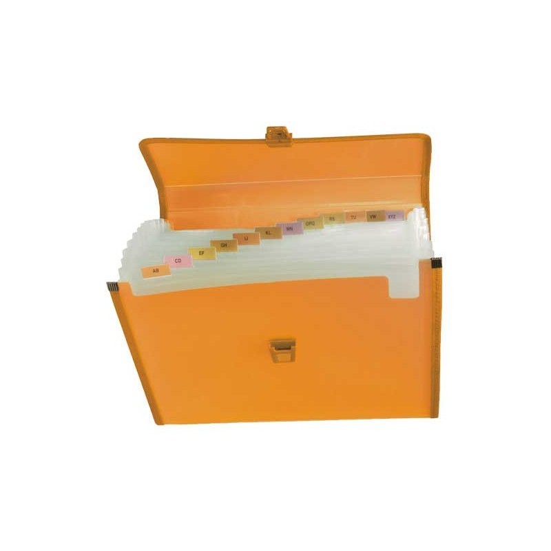 CARPETA CLASIFICADORA POLIPROPILENO CON FUELLE Y BROCHE GRAFOPLAS NARANJA