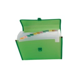 Carpeta clasificadora polipropileno con fuelle, broche  verde