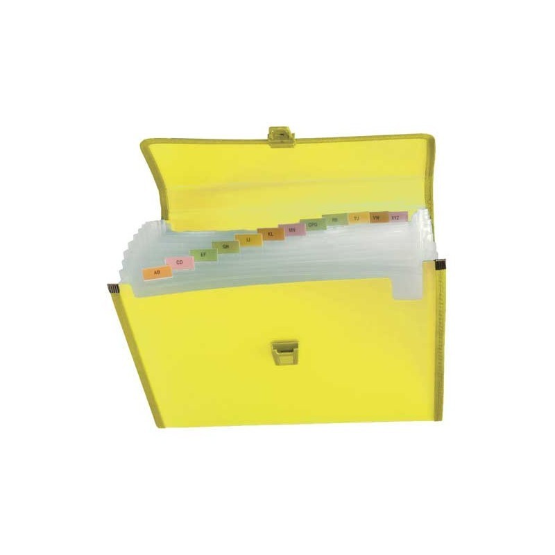 Carpeta clasificadora polipropileno con fuelle,broche  amarillo