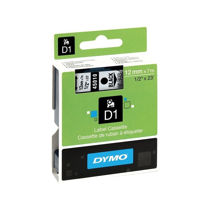 CINTA ROTULADORA ELECTRONICA DYMO D1 12MM NEGRO/ TRANSPARENTE 7M