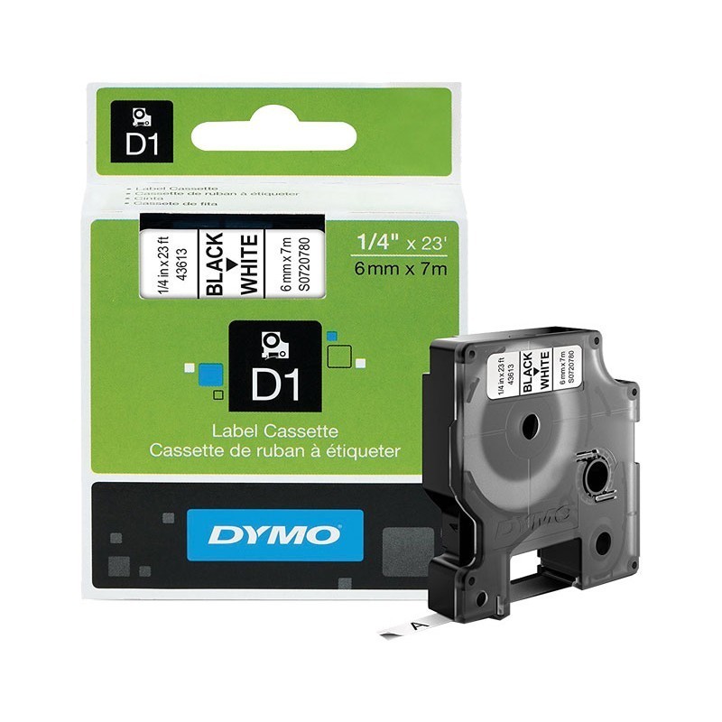 CINTA ROTULADORA ELECTRONICA DYMO D1 6MM NEGRO/ BLANCO