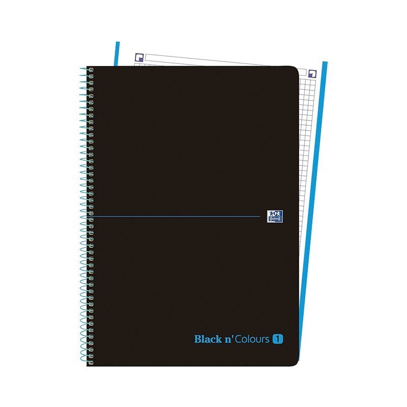 CUADERNO ESPIRAL A4+ MICROPERFORADO OXFORD BLACK'N COLOURS CUADRO 5X5MM TURQUESA