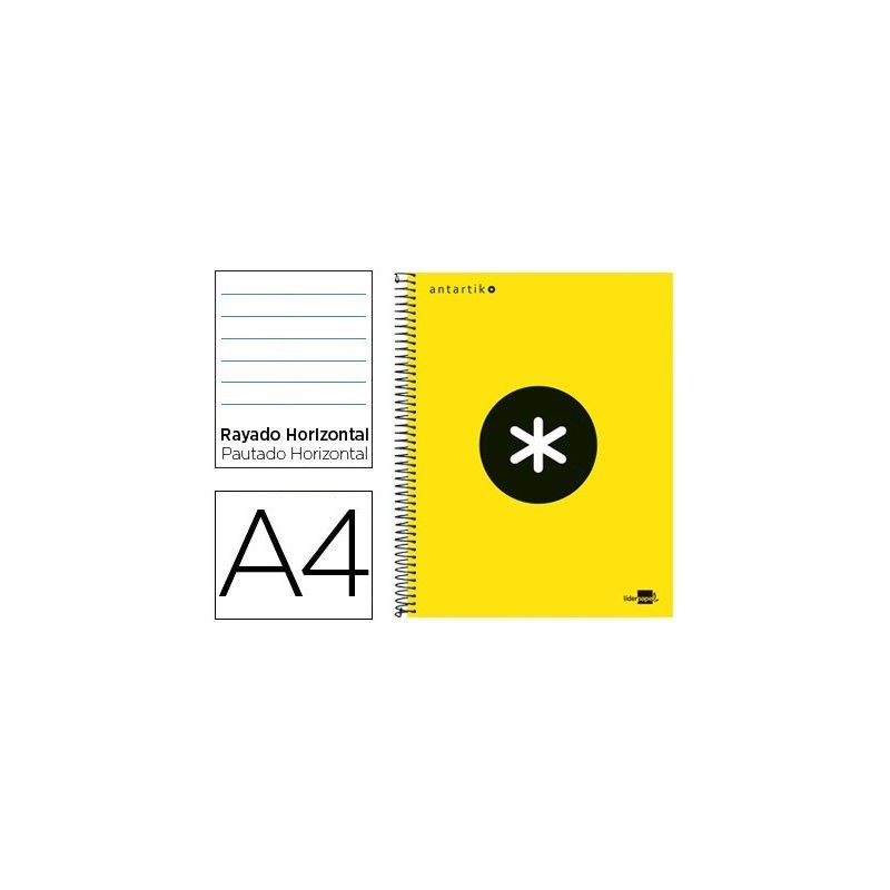 CUADERNO ESPIRAL MICROPERFORADO TAPA FORRADA LIDERPAPEL ANTARTIK A4 AMARILLO PAUTADO