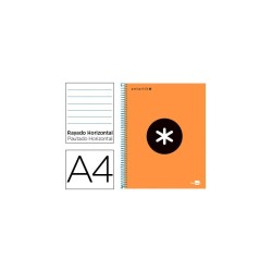 CUADERNO ESPIRAL MICROPERFORADO TAPA FORRADA LIDERPAPEL ANTARTIK A4 NARANJA FLUOR PAUTADO