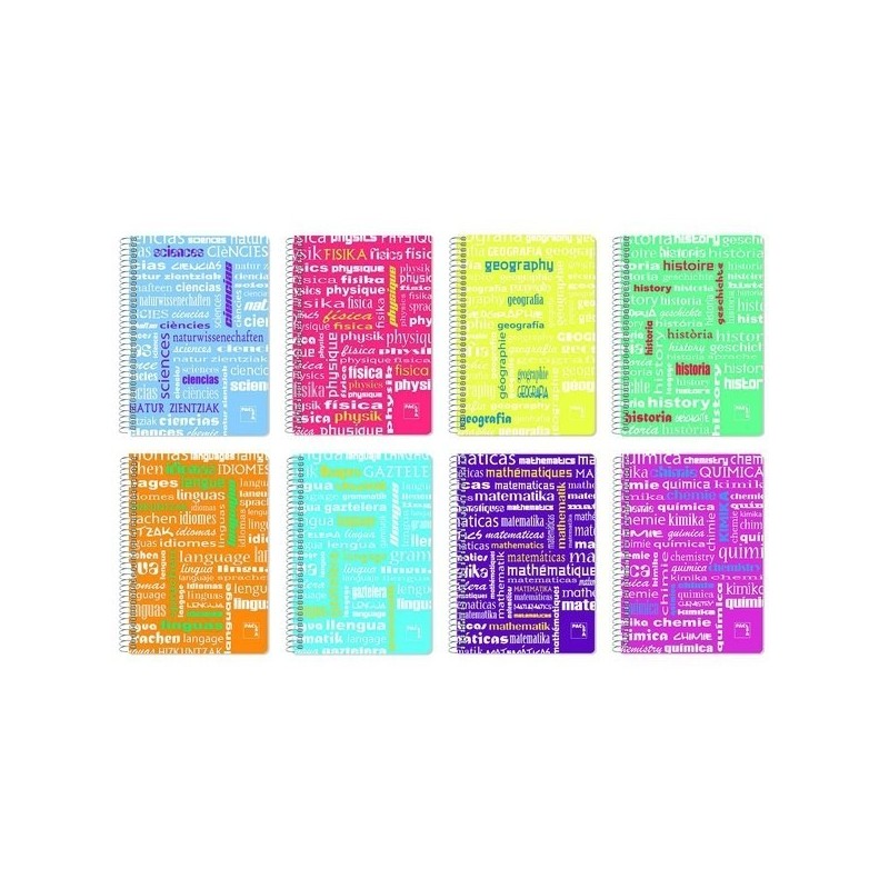 CUADERNO ESPIRAL TAPA DE POLIPROPILENO 80 HOJAS PACSA ASIGNATURAS FOLIO CIENCIAS