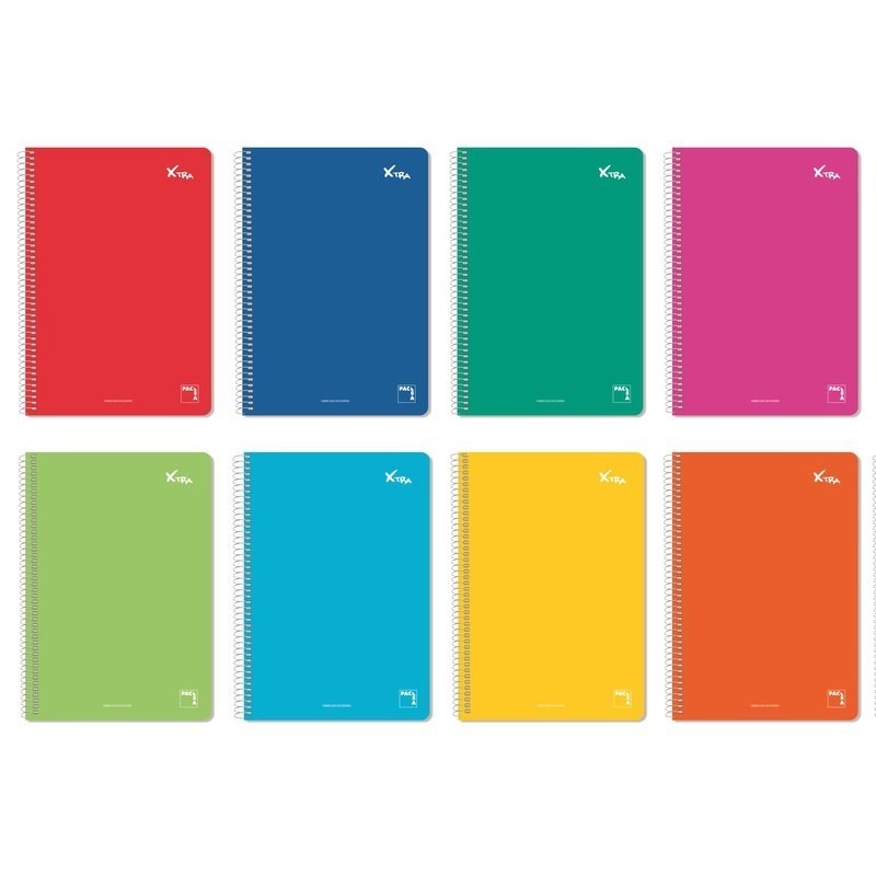 CUADERNO ESPIRAL TAPA DURA 80 HOJAS PACSA XTRA CUARTO CUADROS 4MM