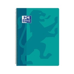 CUADERNO ESPIRAL TAPA PLASTICO FOLIO CUADRICULADO 80 HOJAS OXFORD CLASSIC AQUA