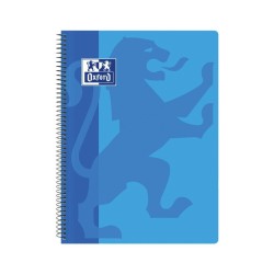 CUADERNO ESPIRAL TAPA PLASTICO FOLIO CUADRICULADO 80 HOJAS OXFORD CLASSIC AZUL TURQUESA