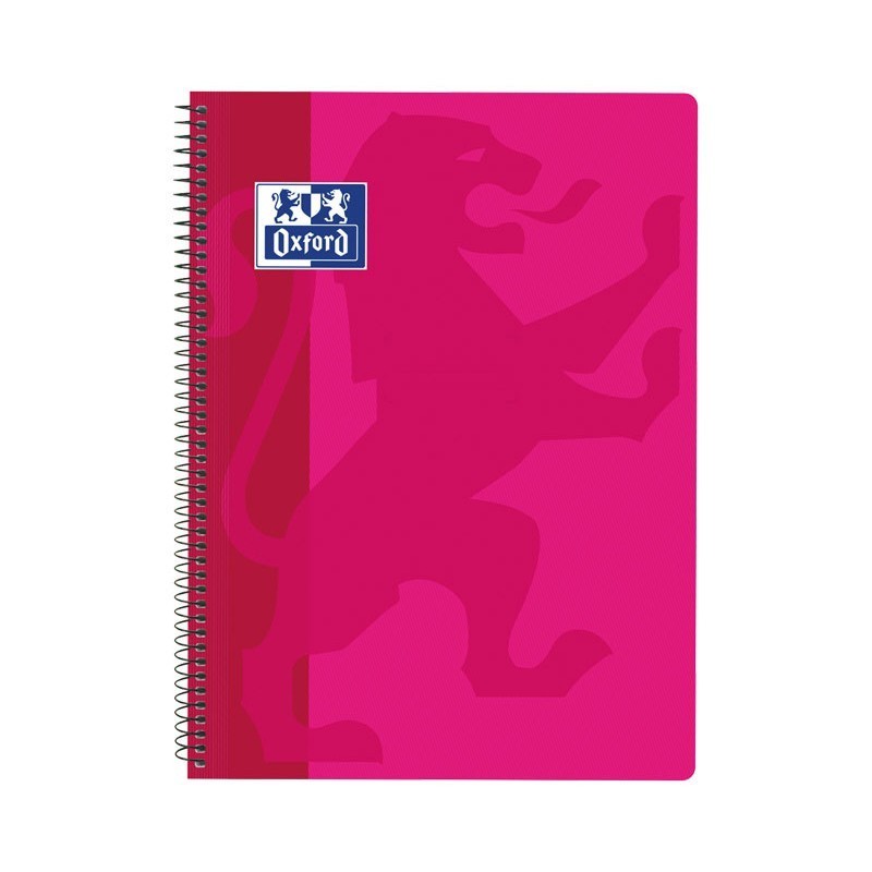 CUADERNO ESPIRAL TAPA PLASTICO FOLIO CUADRICULADO 80 HOJAS OXFORD CLASSIC FUCSIA