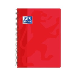 CUADERNO ESPIRAL TAPA PLASTICO FOLIO CUADRICULADO 80 HOJAS OXFORD CLASSIC ROJO