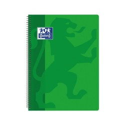 CUADERNO ESPIRAL TAPA PLASTICO FOLIO CUADRICULADO 80 HOJAS OXFORD CLASSIC VERDE