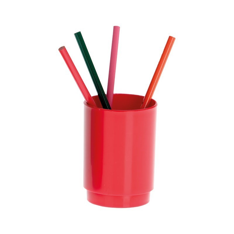 CUBILETE PORTALAPICES PLASTICO FAIBO ROJO