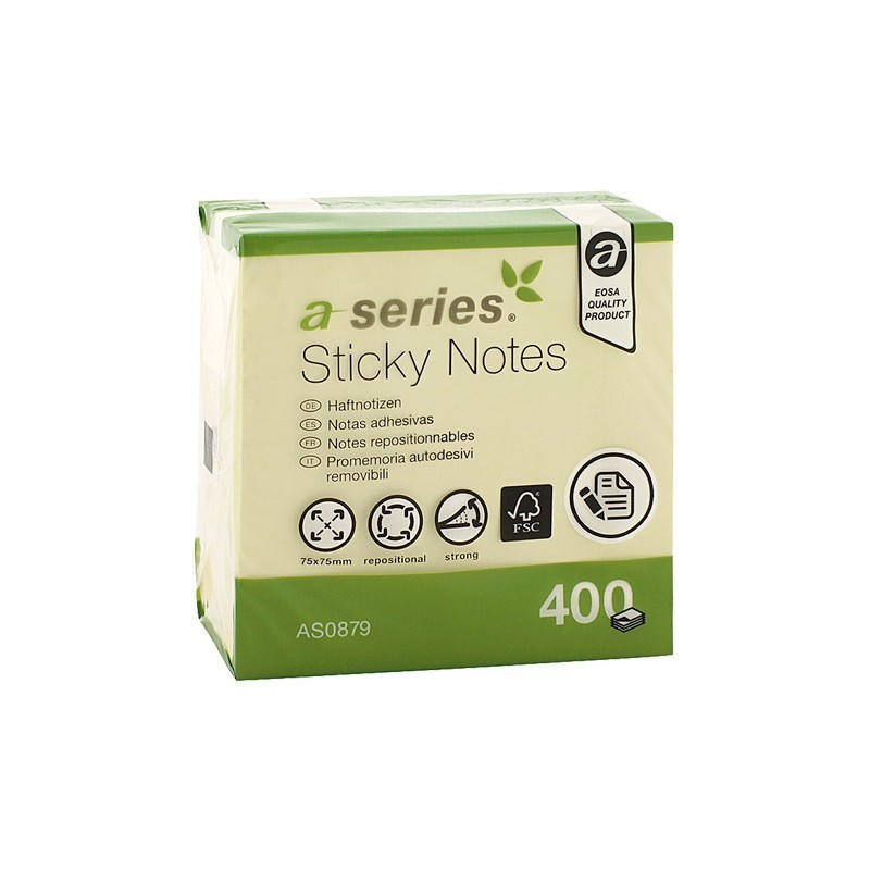 CUBO DE NOTAS ADHESIVAS 75X75MM A-SERIES