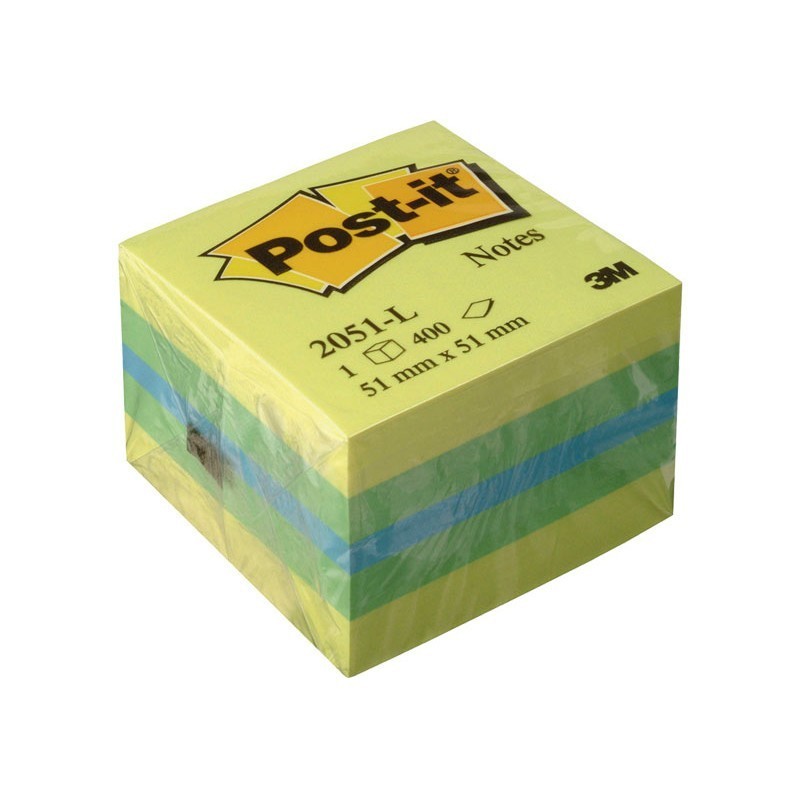 CUBO DE NOTAS ADHESIVAS POST-IT MINICUBOS TONOS LIMON