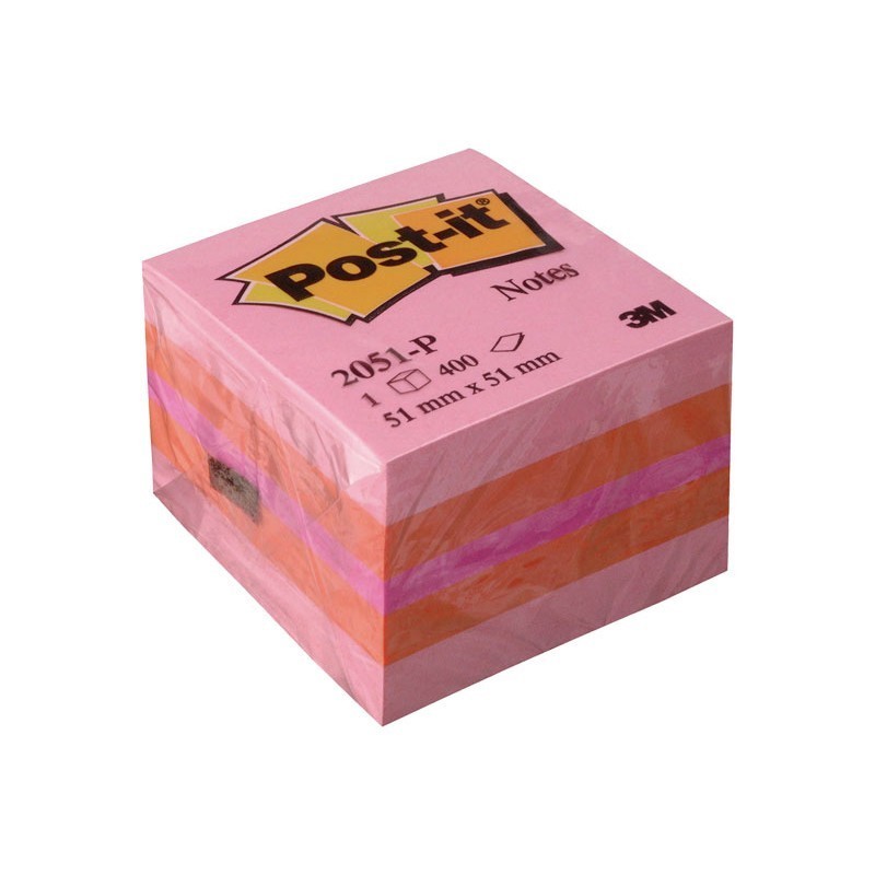 CUBO DE NOTAS ADHESIVAS POST-IT MINICUBOS TONOS ROSA