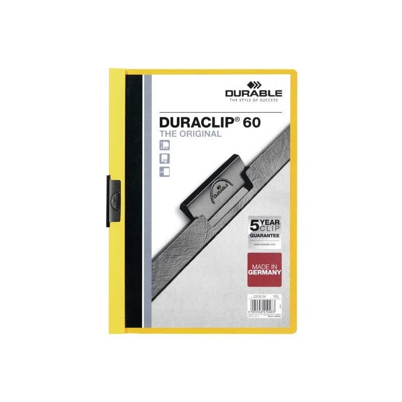 DOSSIER CON CLIP METALICO A4 30 HOJAS DURABLE DURACLIP AMARILLO