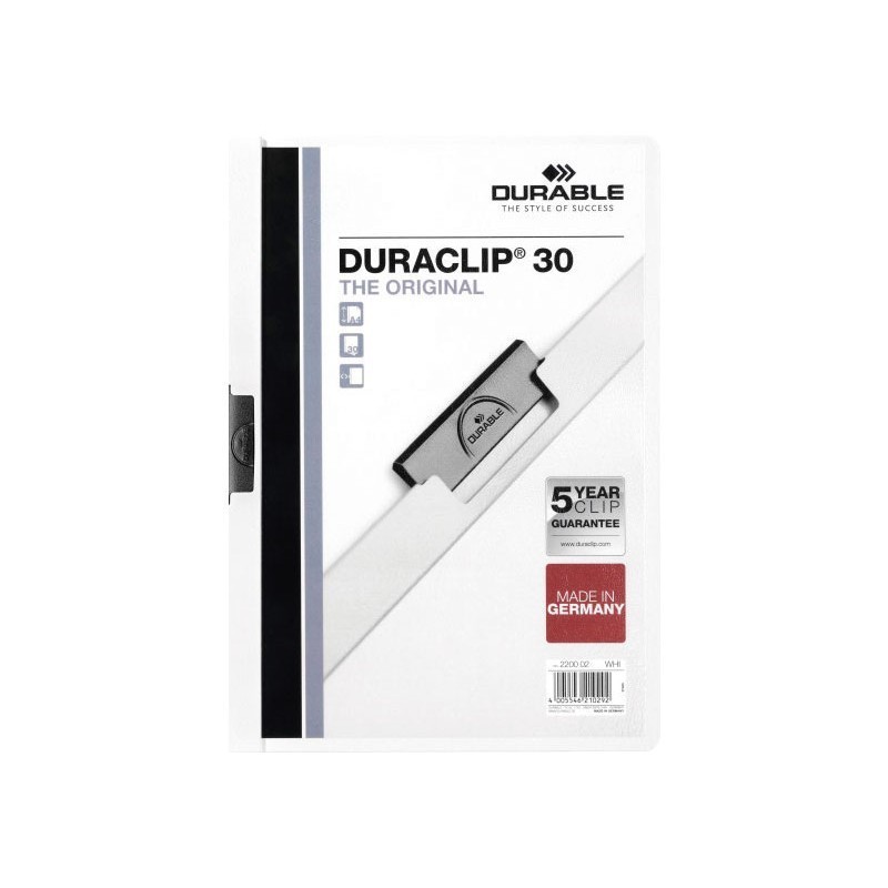 DOSSIER CON CLIP METALICO A4 30 HOJAS DURABLE DURACLIP BLANCO