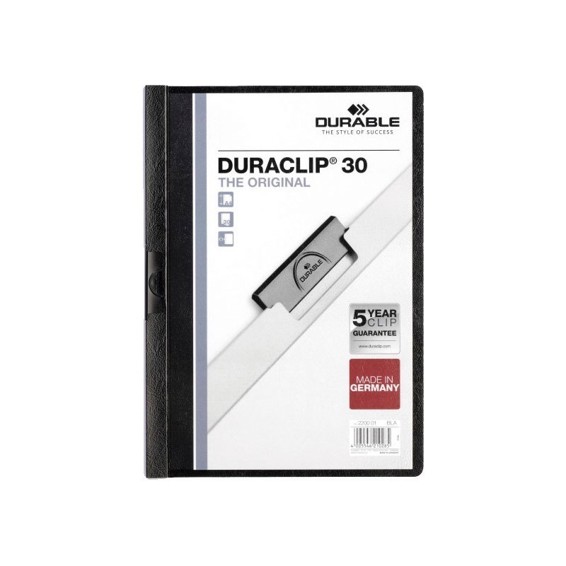 DOSSIER CON CLIP METALICO A4 30 HOJAS DURABLE DURACLIP NEGRO