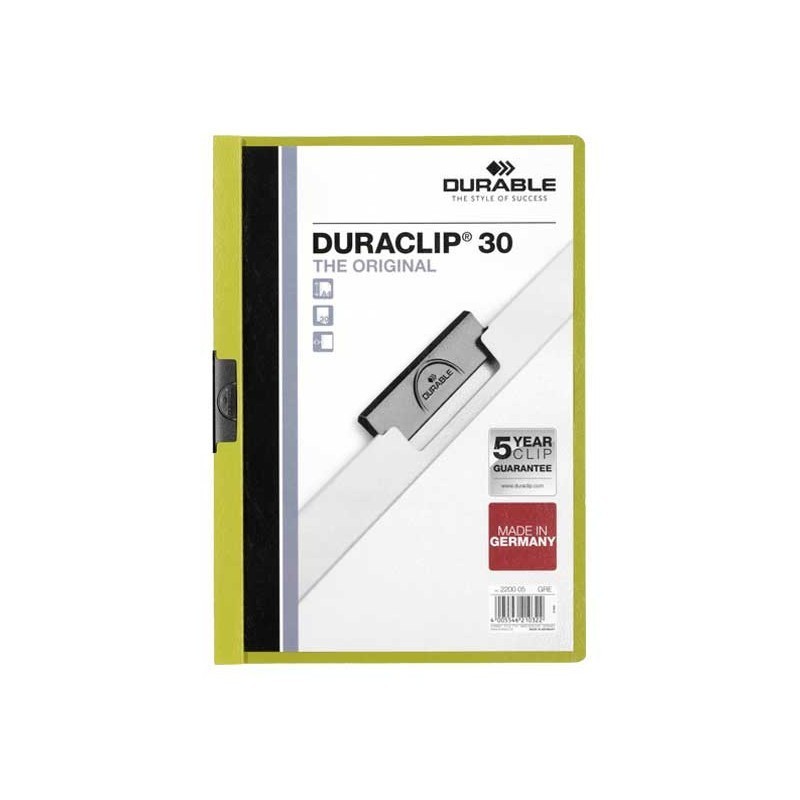 DOSSIER CON CLIP METALICO A4 30 HOJAS DURABLE DURACLIP VERDE CLARO