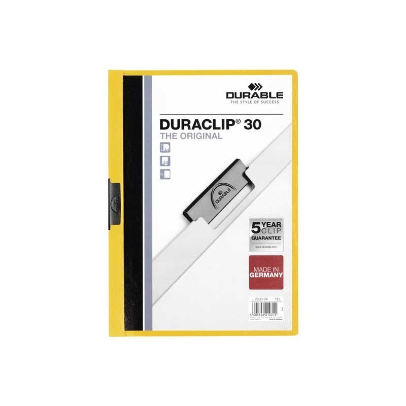 DOSSIER CON CLIP METALICO A4 60 HOJAS DURABLE DURACLIP AMARILLO