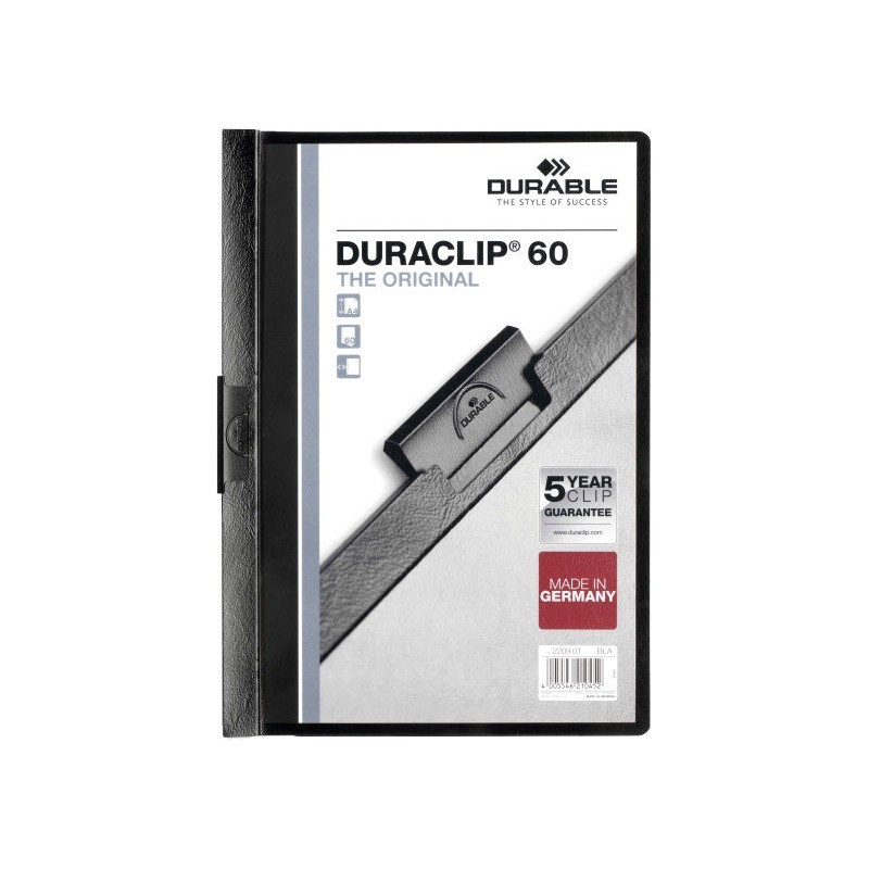 DOSSIER CON CLIP METALICO A4 60 HOJAS DURABLE DURACLIP NEGRO