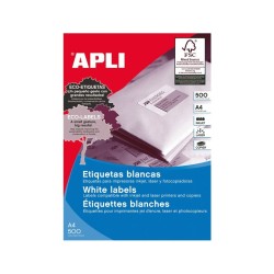 ETIQUETAS ADHESIVAS A4 CANTOS RECTOS  500 HOJAS APLI 105X148MM 2 SALIDAS