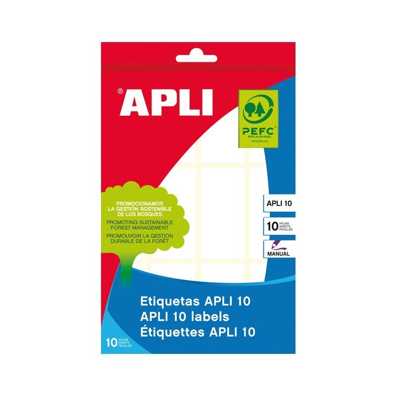 ETIQUETAS ADHESIVAS APLI EN BOLSA 10 26X54