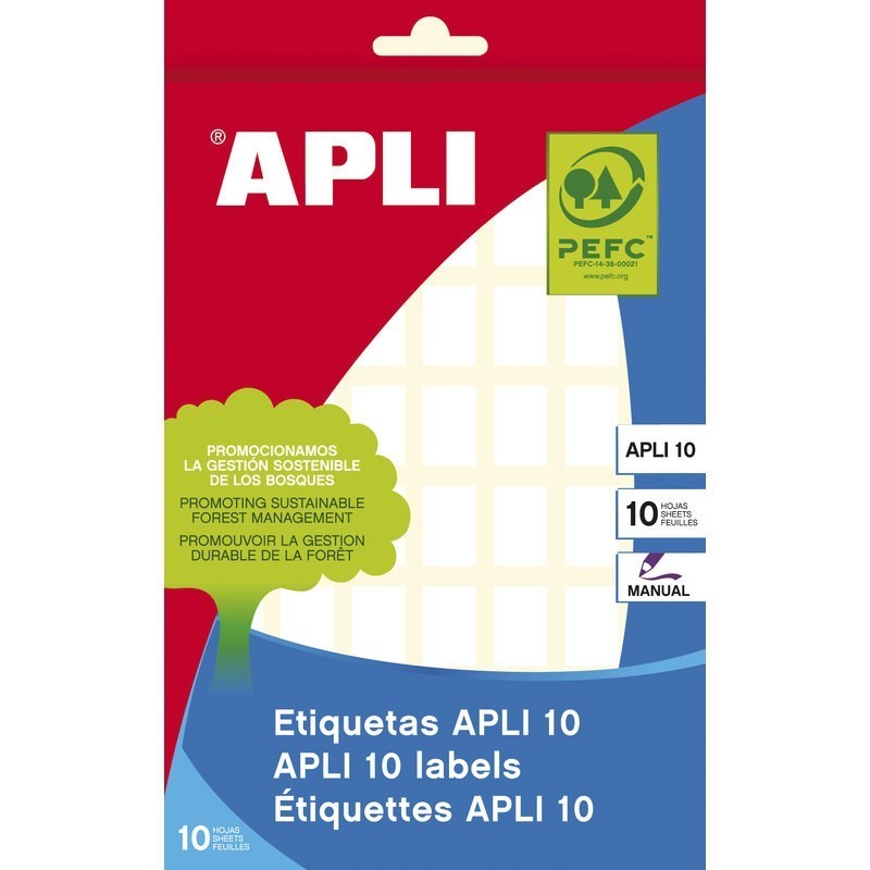 ETIQUETAS ADHESIVAS MANUAL APLI BLANCA 38X102 MM.