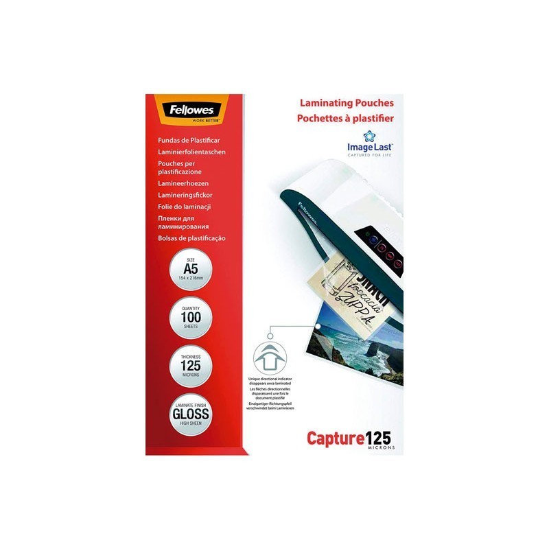 FUNDAS PARA PLASTIFICAR 125 MICRAS BRILLO FELLOWES CAPTURE A5