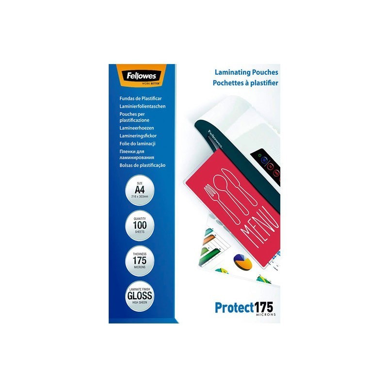 FUNDAS PARA PLASTIFICAR 175 MICRAS BRILLO FELLOWES PROTECT A4