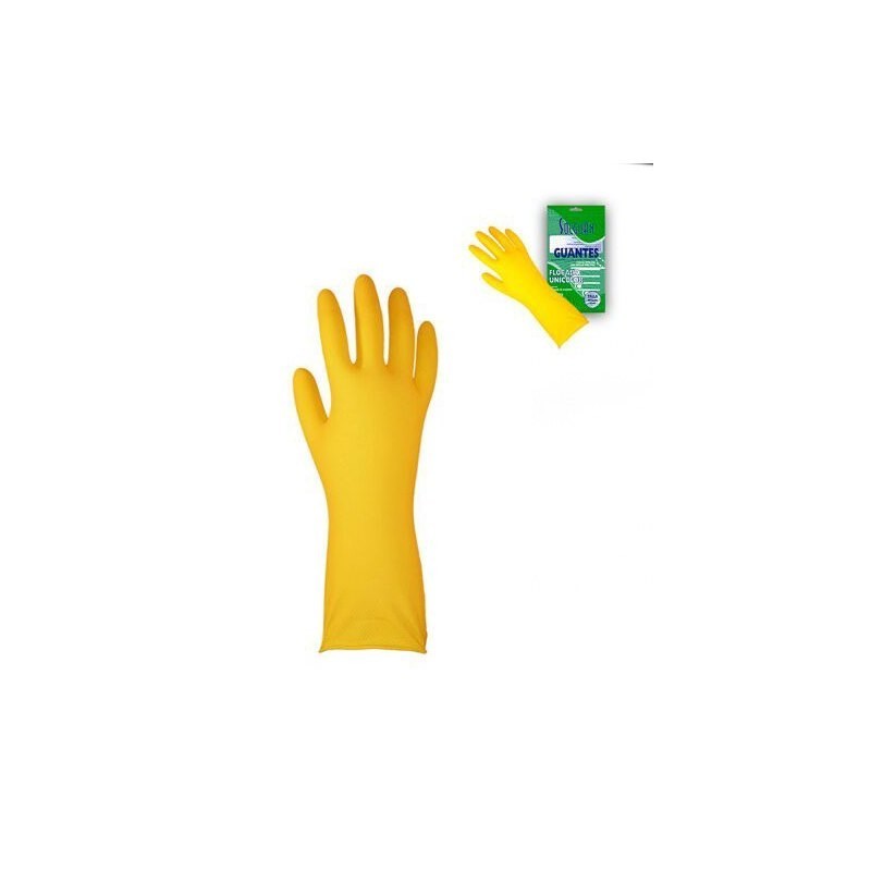 GUANTES FLOCADOS UNICOLOR AMARILLO TALLA MEDIANA (300MM)