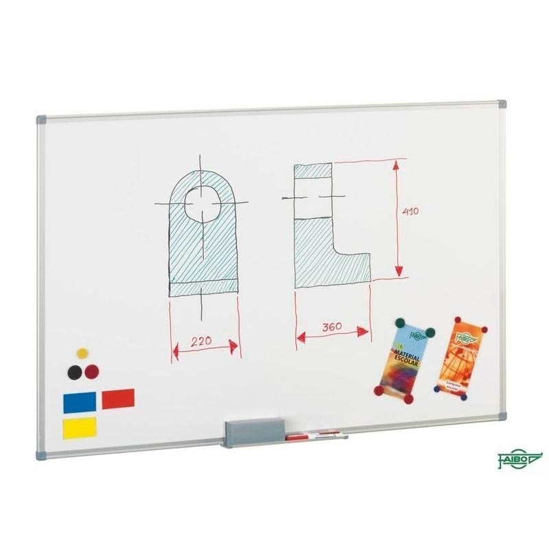 PIZARRA BLANCA MAGNETICA ACERO LACADO MARCO DE ALUMINIO FAIBO 120X200CM