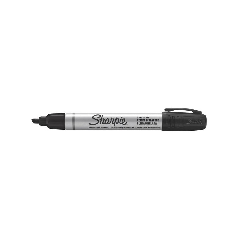 ROTULADOR PERMANENTE CUERPO DE ALUMINIO PUNTA BISELADA SHARPIE NEGRO