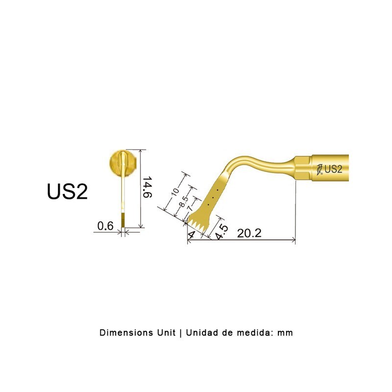 Punta cirugía Woodpecker US2 para Mectron, Woodpecker Ultrasurgery y otros | Osteotomía