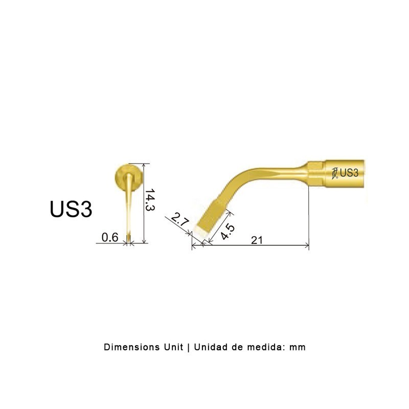 Punta cirugía Woodpecker US3 para Mectron, Woodpecker Ultrasurgery y otros | Osteotomía