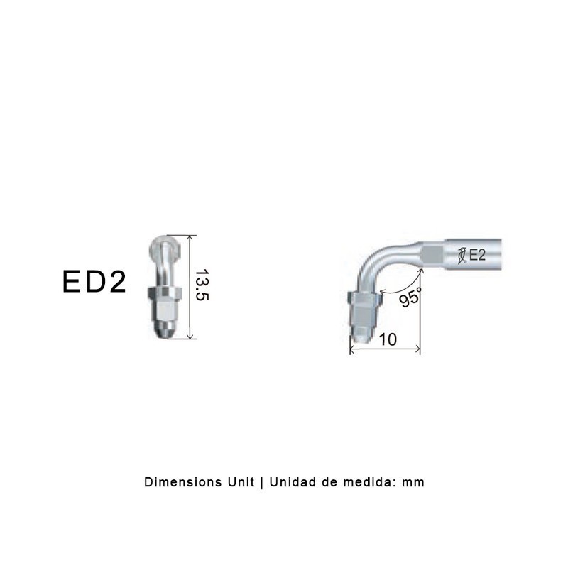 PUNTA ENDOCHUCK WOODPECKER DTE ED2 PARA SATELEC Y COMP. ENDODONCIA 95º