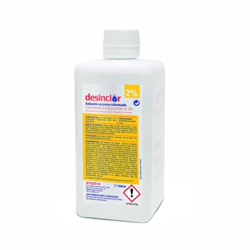 DESINCLOR CLORHEXIDINA SOLUCION ACUOSA COLOREADA 2% 500ml.